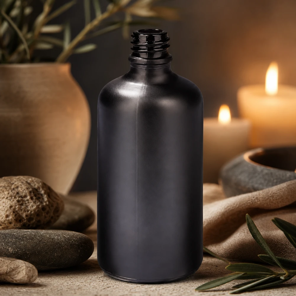 Flacon à pharmacie de 100ml BlackLine UT18/100 UNiTWIST Bouteille de pharmacie BlackLine UT18/100 UNiTWIST de 100 ml en forme de pharmacie classique pour le secteur professionnel