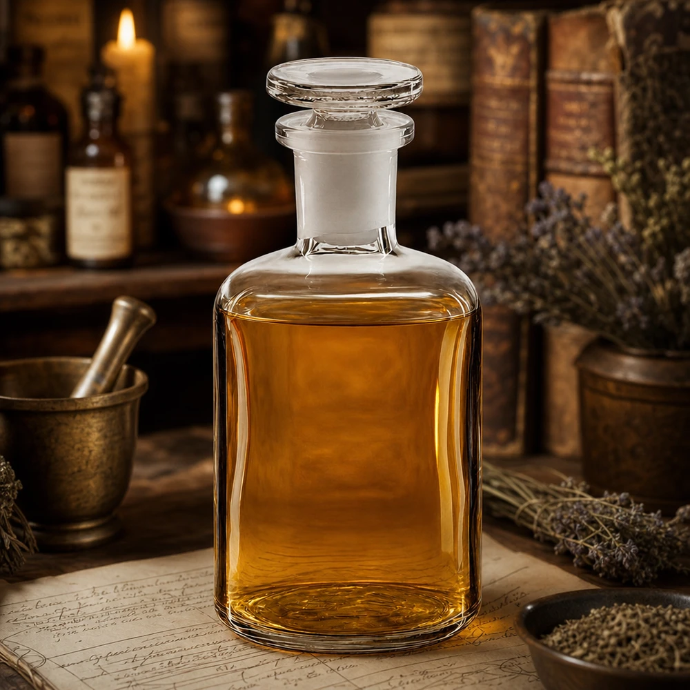 Petit flacon de pharmacie de 100 ml en verre transparent, à col étroit, avec bouchon en verre, pour huiles et teintures