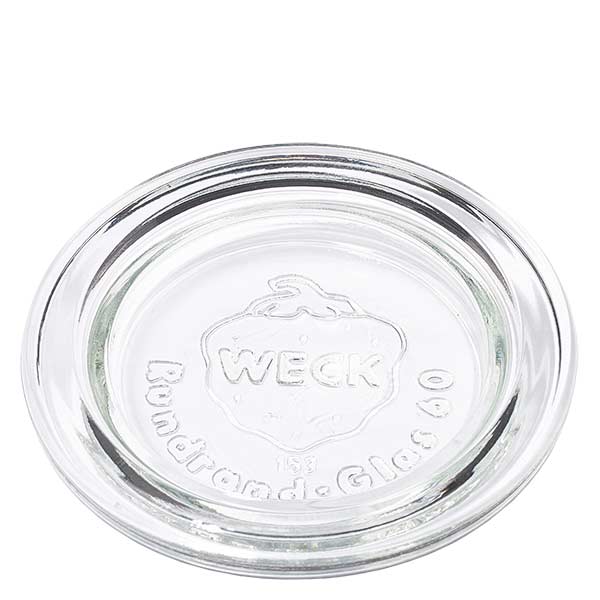 Couvercle de verre RR60 WECK WECK Couvercle en verre RR60 rond transparent avec logo en relief pour bocaux et bocaux de conservation