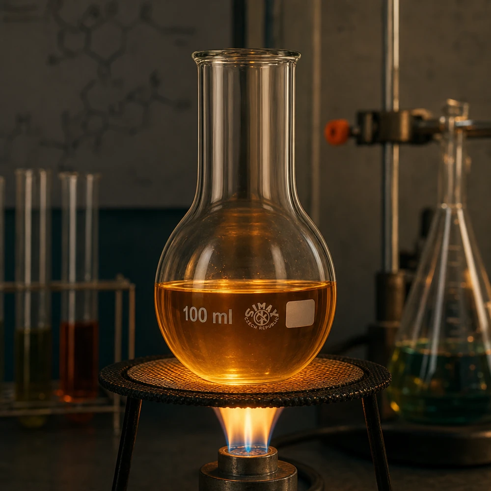 Ballon rond 100ml en verre épais avec col large pour un équipement de laboratoire durable