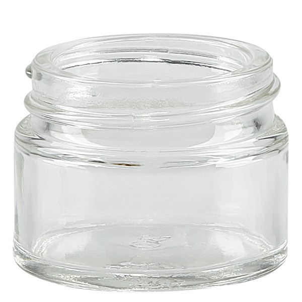 Pot en VERRE CLAIR 15 ml, filetage 38 mm / R3 Pot en VERRE CLAIR 15 ml, filetage 38 mm / R3