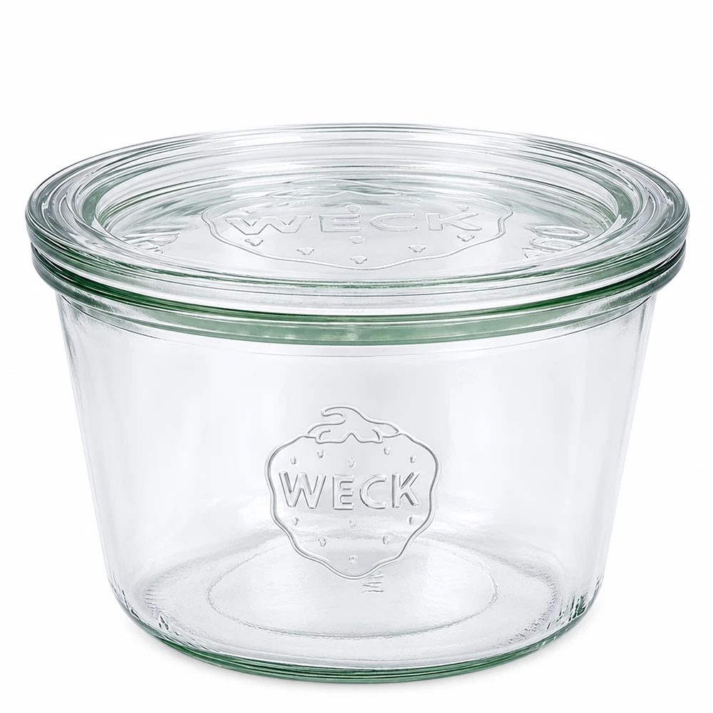 Bocal en verre de 370 ml avec couvercle en verre WECK RR100 WECK Pot de conservation 370ml avec couvercle en verre RR100 Pot de conservation transparent avec logo en relief pour la conservation