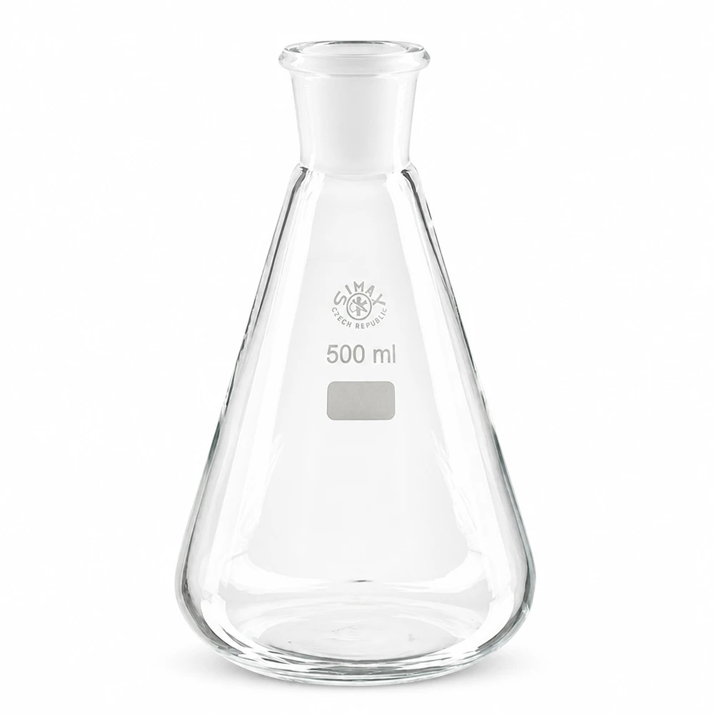 Grand erlenmeyer de 500 ml en verre borosilicaté de haute qualité avec rodage normalisé