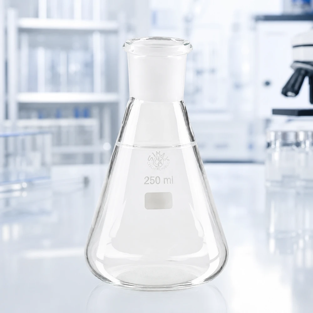Erlenmeyer 250 ml col étroit, verre borosilicate avec rodage normalisé 29/32