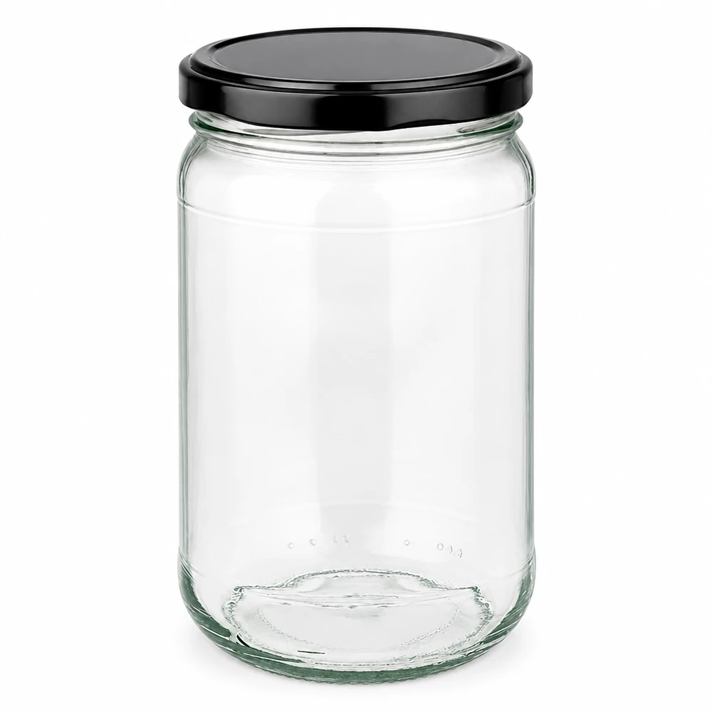 305ml Verre rond avec couvercle BasicSeal noir UNiTWIST Bocal rond de 305ml avec couvercle noir BasicSeal UNiTWIST - bocal en verre vide pour conserves et stockage