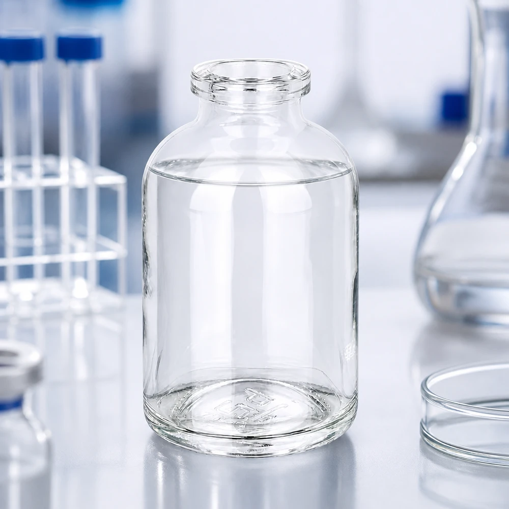 Labor Injektionsflasche 50ml mit flachem Boden und konischer Schulterform