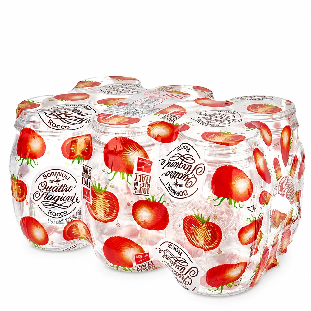 Verre rond 500ml « Quattro Stagioni » avec couvercle Bormioli Rocco Quattro Stagioni Lot de 6 bocaux ronds de 500ml avec design de fraise Bocaux à visser