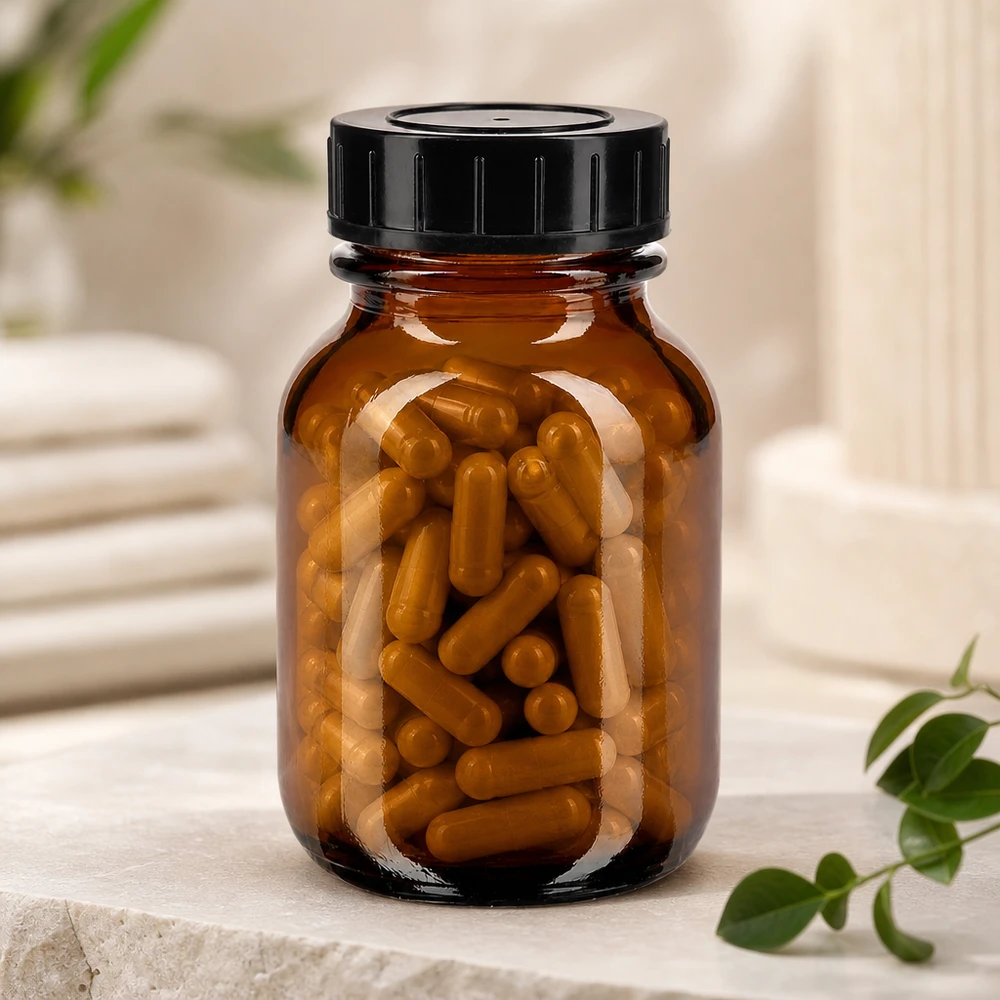 Bocal à col large en verre ambré 50 ml + couvercle à vis Flacon en verre brun de 50 ml à large ouverture et bouchon noir pour un remplissage facile