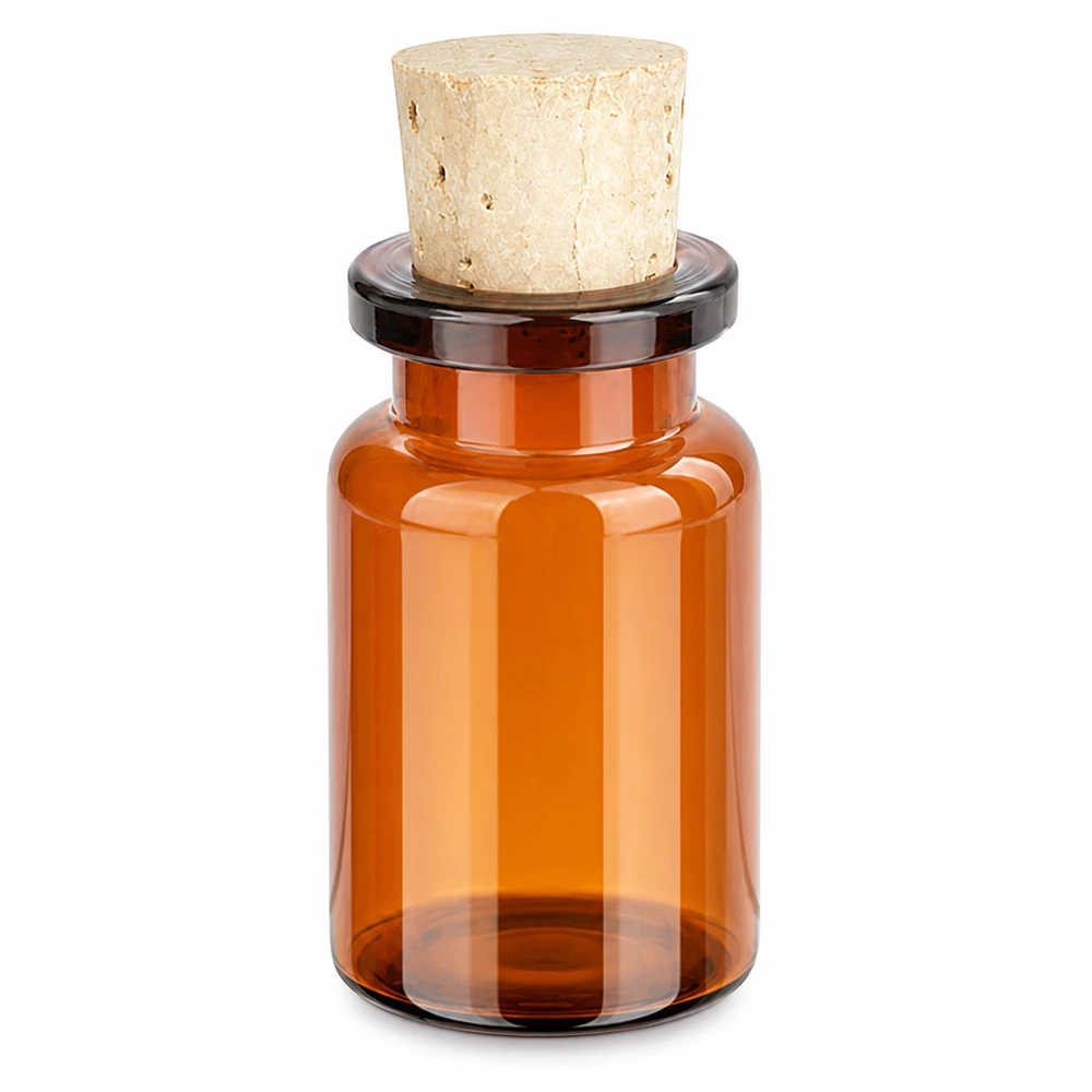 Flacon en verre ambré 5 ml avec bouchon de liège 11/14 mm Lichtschutzflasche Braunglas 5ml mit Korken ideal für Laborproben und Reagenzien