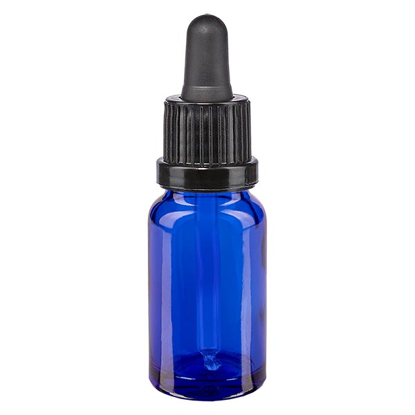 Flacon à pharmacie bleu 10ml pipette noire/noire bouchon d'inviolabilité Flacon à pharmacie bleu 10ml pipette noire/noire bouchon d'inviolabilité