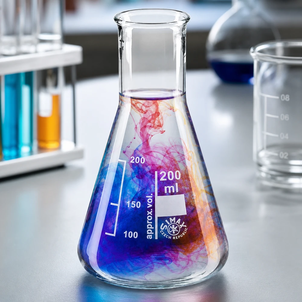 Erlenmeyer 200ml col étroit, verre borosilicate