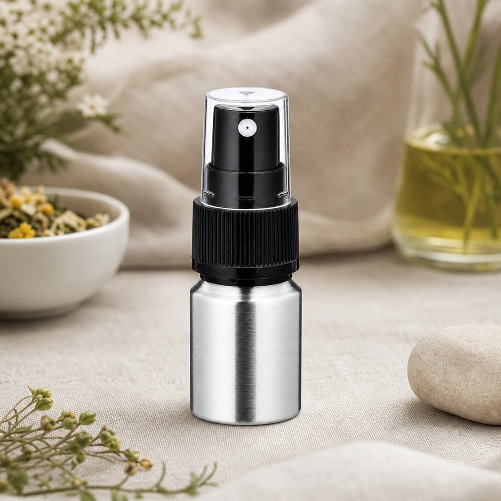 Flacon hygiénique en aluminium de 10 ml avec vaporisateur à pompe - propriétés antibactériennes grâce à l'aluminium