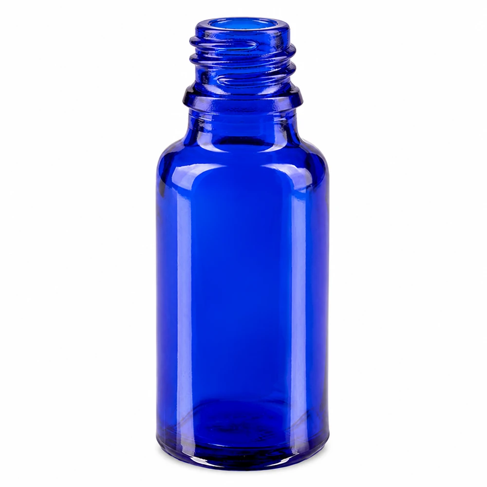 Bouteille ApoGlas 20ml d'un bleu intense pour conserver les substances actives en toute sécurité