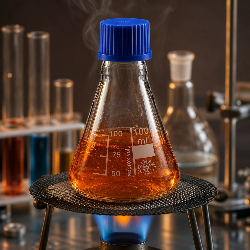 Erlenmeyer 100ml avec échelle de volume et bouchon à vis sécurisé en plastique