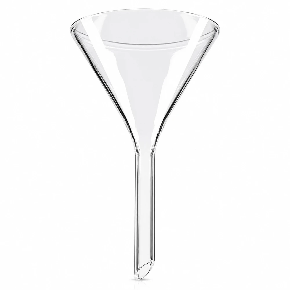 Entonnoir en verre 55mm de diamètre en verre sodocalcique avec un angle de 60 degrés et une tige courte
