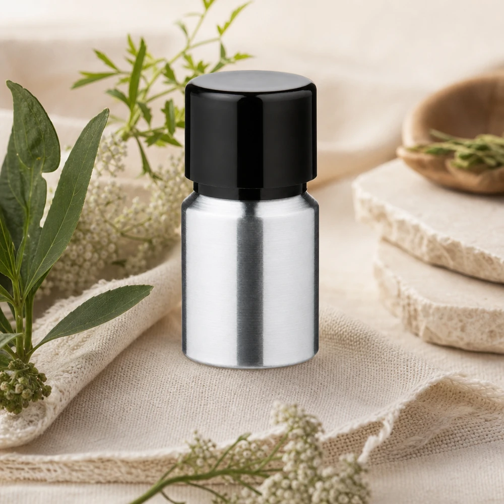 Flacon en aluminium de 10ml avec surface texturée et bouchon à vis pour les projets cosmétiques DIY