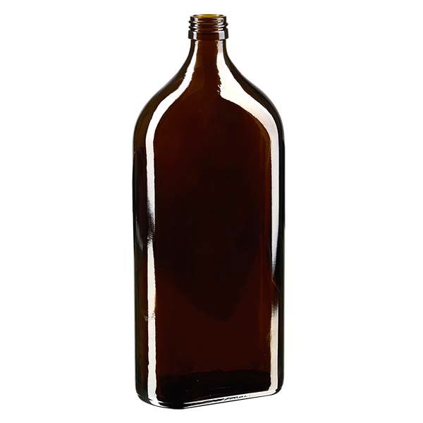 Flasque brune de 1 000 ml, au goulot PP 28 Flasque brune de 1 000 ml, au goulot PP 28
