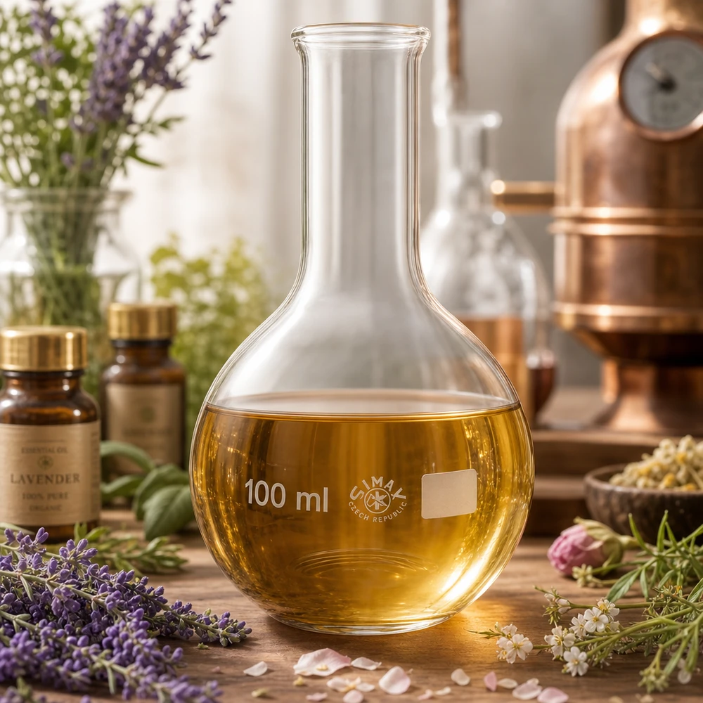 Ballon à fond plat 100 ml à col étroit, en verre borosilicate avec bord renforcé Verrerie de laboratoire Fiole à col étroit 100ml de forme classique pour la chimie organique et l'extraction de substances naturelles
