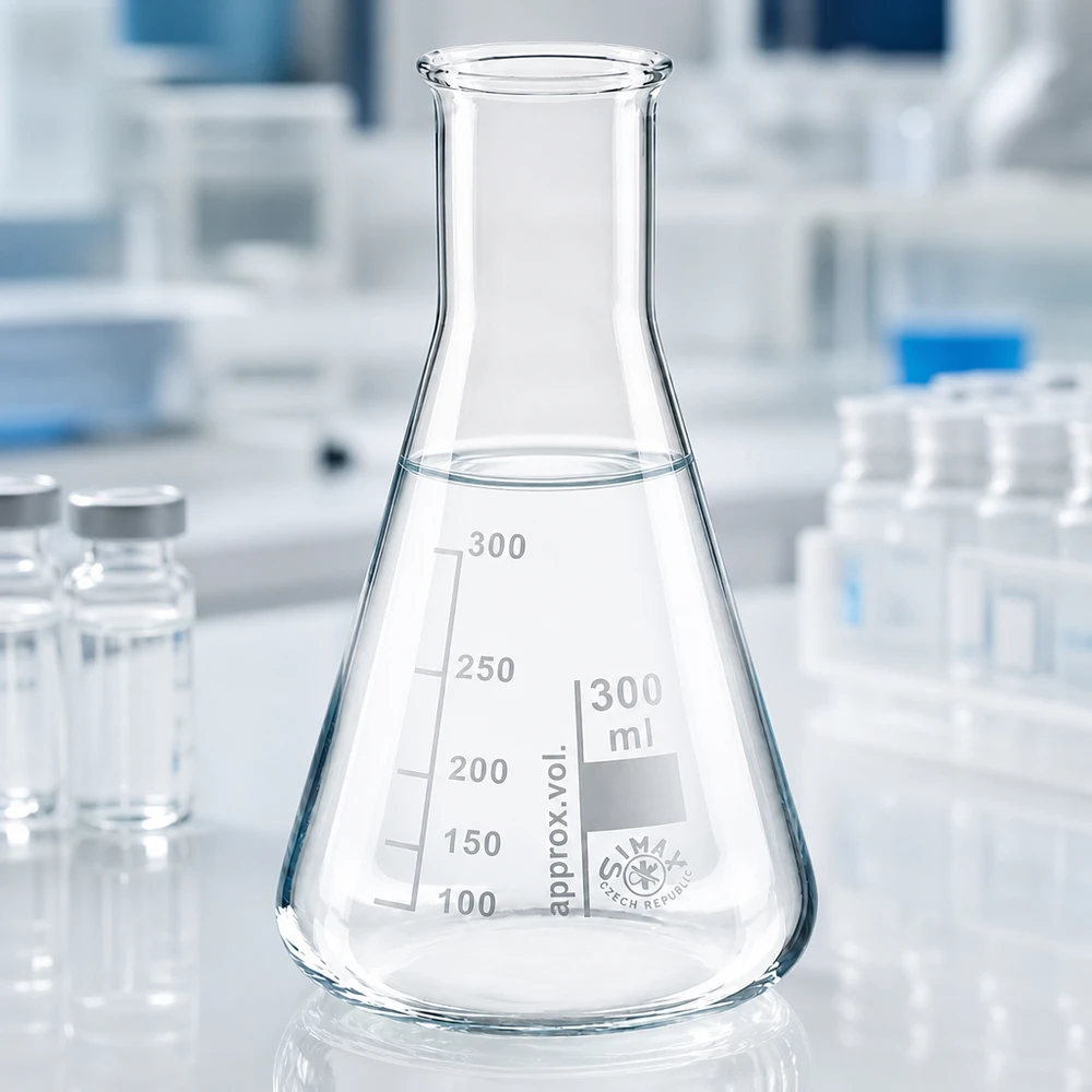 Erlenmeyer 300ml col étroit, verre borosilicate