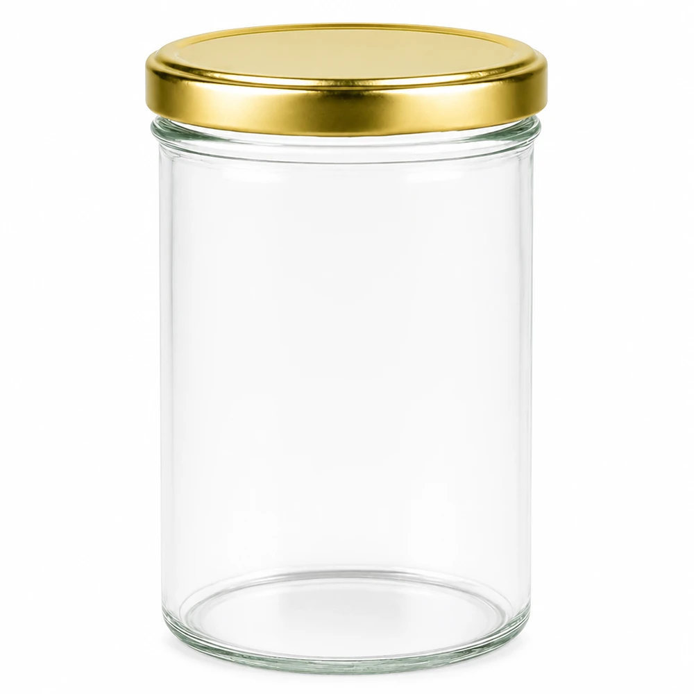 Pot de 435ml avec couvercle doré BasicSeal UNiTWIST - pot de conservation vide en verre clair