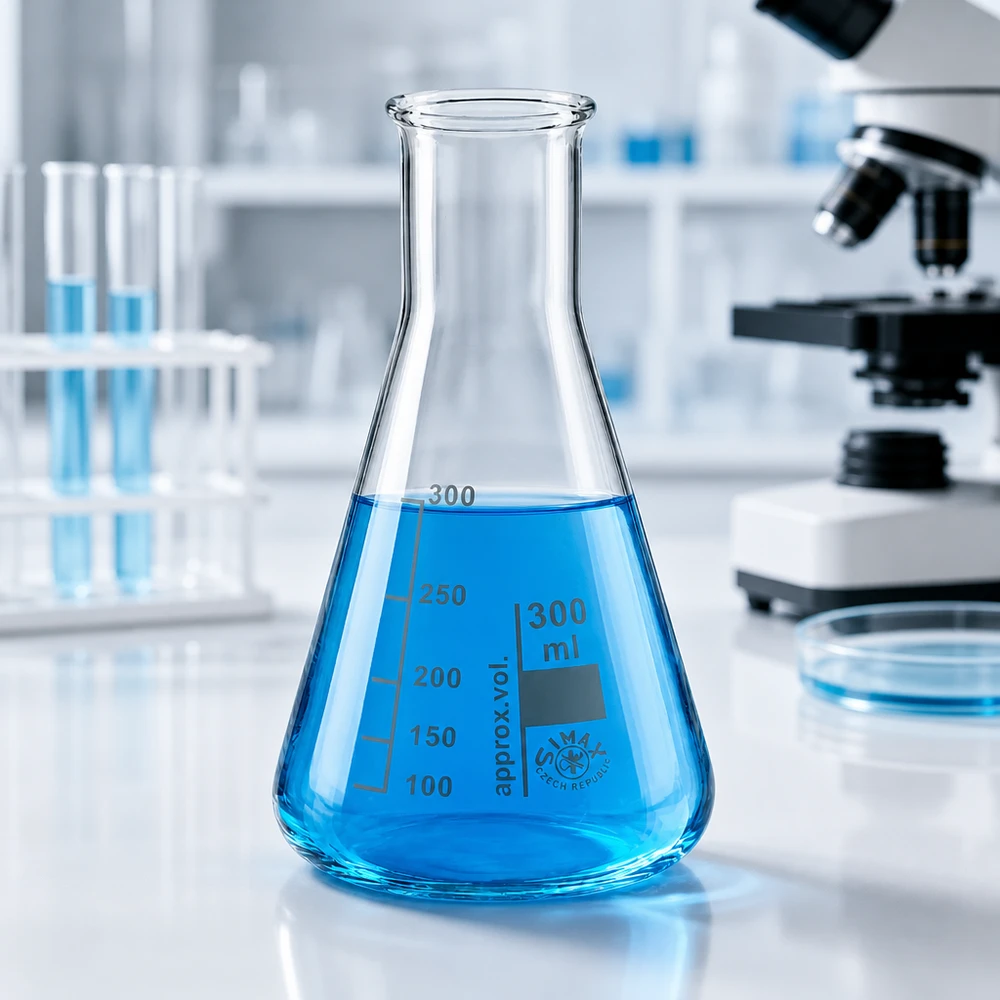 Erlenmeyer 300ml col étroit, verre borosilicate Erlenmeyer 300ml col étroit, verre borosilicate