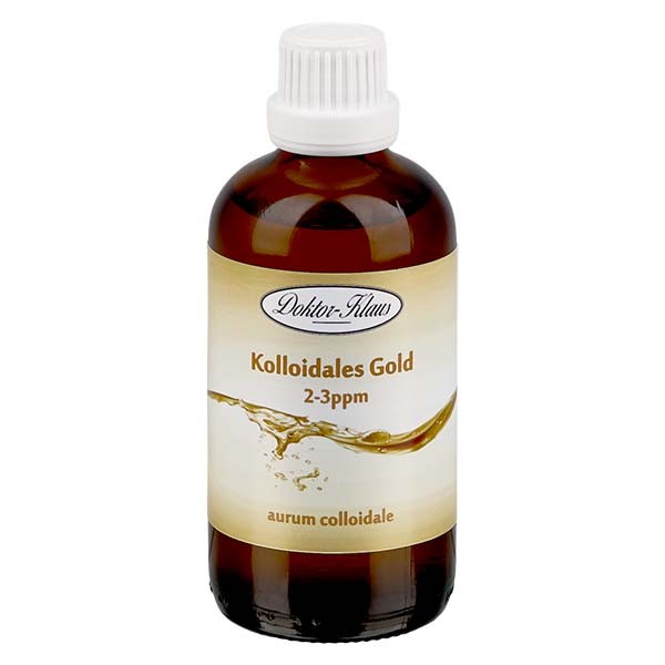 100 ml d'or colloïdal Doktor-Klaus, 2-3ppm, flacon en verre brun avec bouchon d'inviolabilité