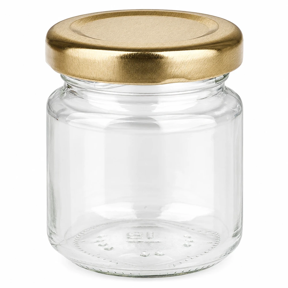 53ml pot rond avec couvercle doré BasicSeal UNiTWIST - pot à confiture vide en verre clair