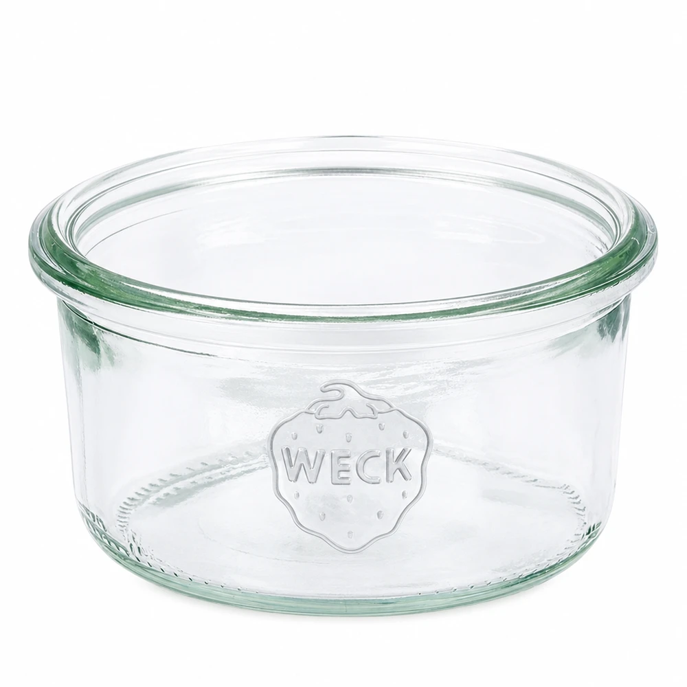 Bocal WECK RR80 de 165 ml WECK Verre renversé 165ml RR80 en verre transparent avec logo en relief pour les conserves et les provisions