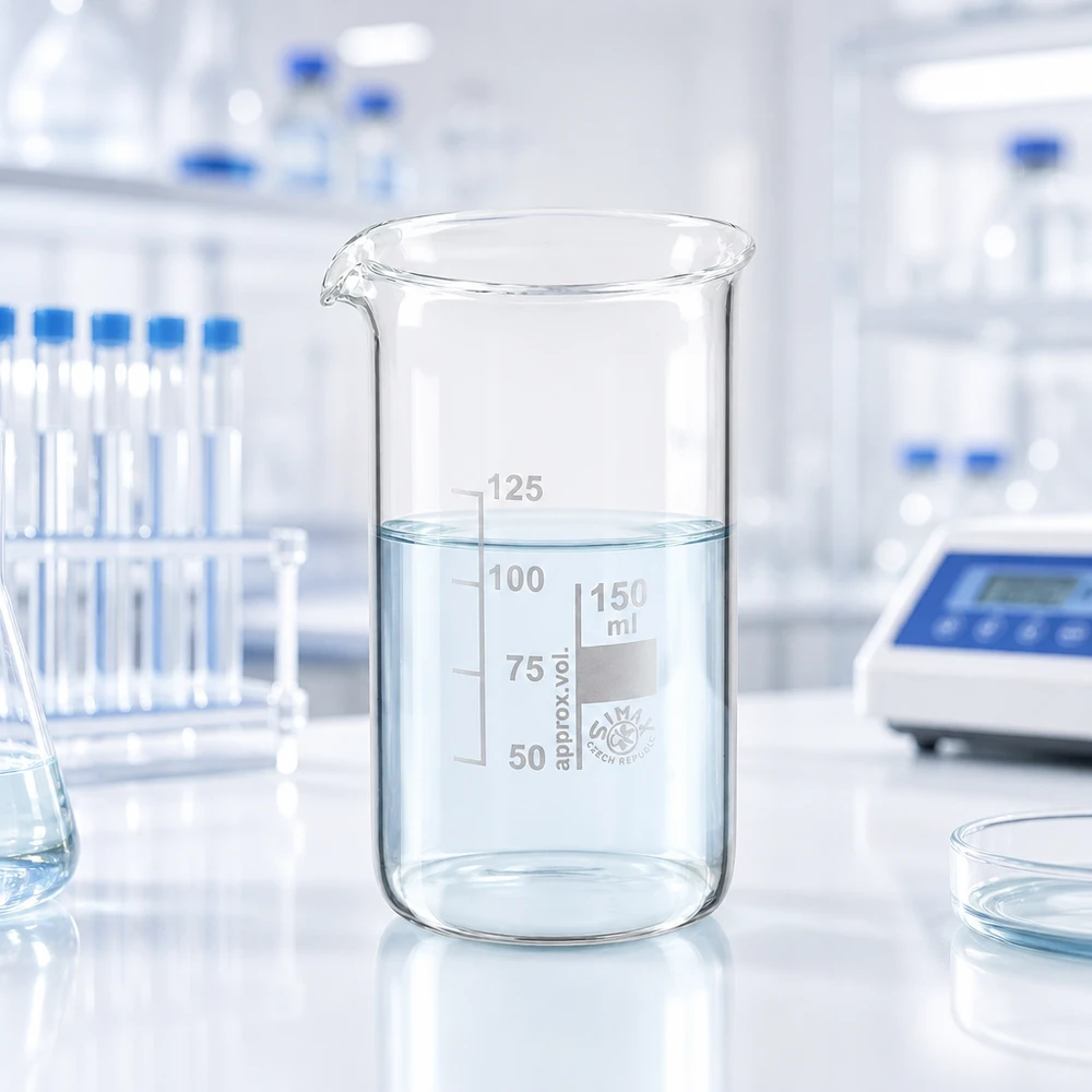 Bécher 150ml en verre borosilicate résistant à la chaleur (forme haute) Bécher de laboratoire transparent de 150 ml, modèle haut, avec graduation de 50 à 125 ml, en verre borosilicaté