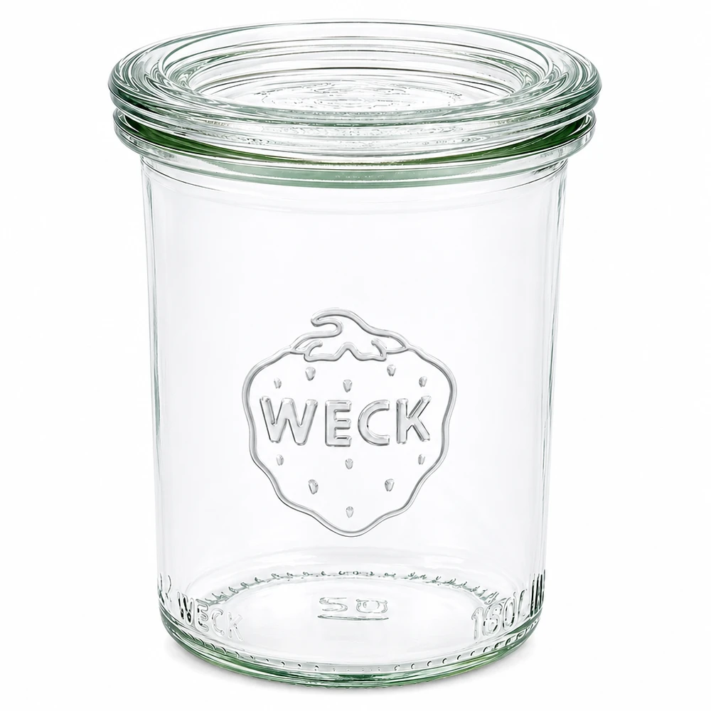 Bocal en verre de 160 ml avec couvercle en verre WECK RR60 160ml WECK Pot renversé RR60 avec couvercle en verre, transparent, bocal pour confiture et conserves