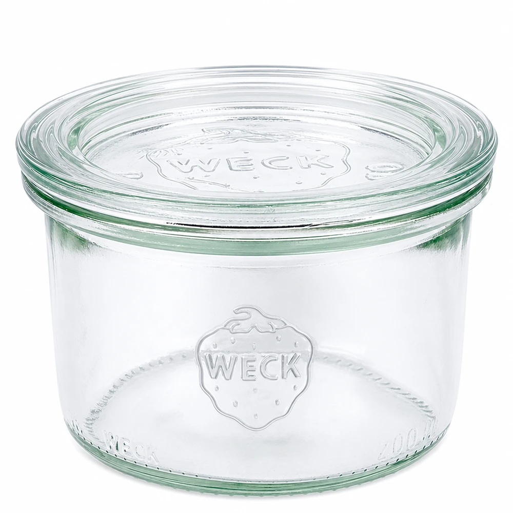 WECK Pot de 200ml avec couvercle en verre RR80 Pot de conservation transparent pour la conservation et le rangement