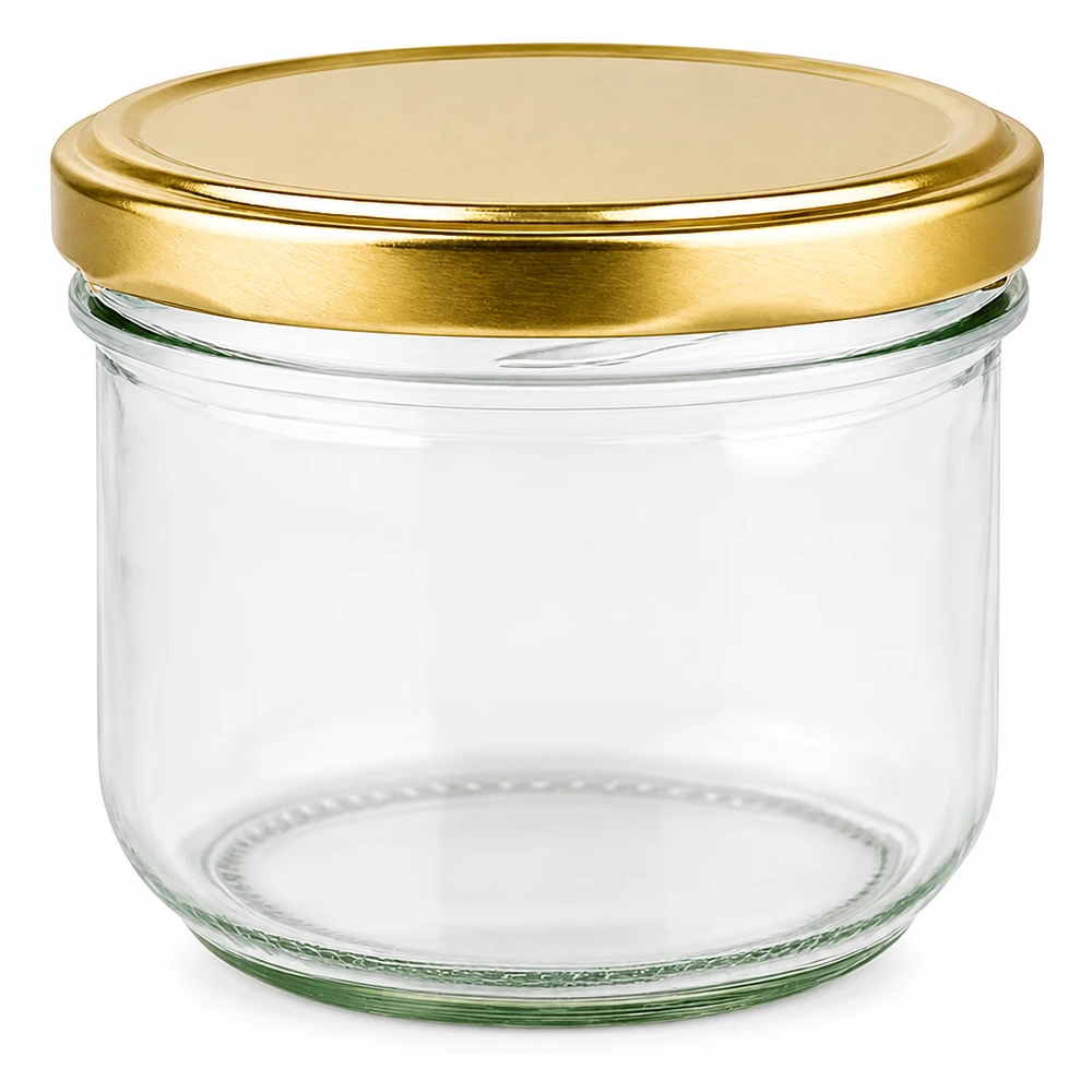 260ml Verre conique avec couvercle BasicSeal or UNiTWIST 260ml bocal vide avec couvercle doré BasicSeal Système UNiTWIST pour confitures et conserves