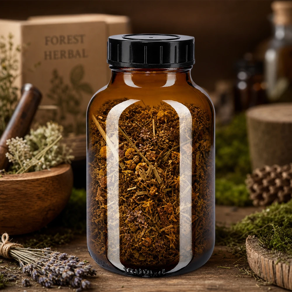 Grande bouteille de pharmacie de 1000 ml en verre brun anti-UV avec bouchon à visser étanche à l'air