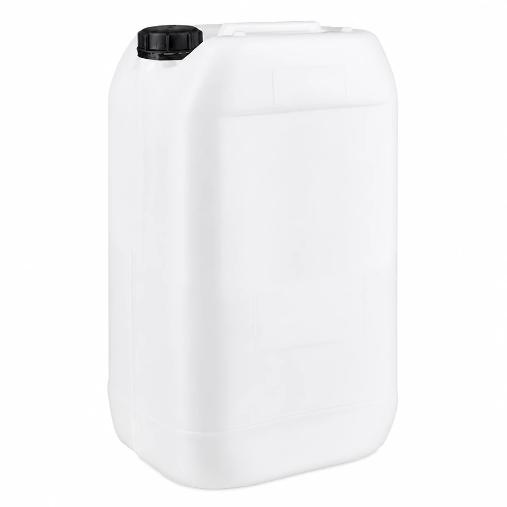 Jerrican de 15 litres avec bouchon à vis Bidon en plastique blanc de 15 litres avec bouchon à vis noir en PEHD