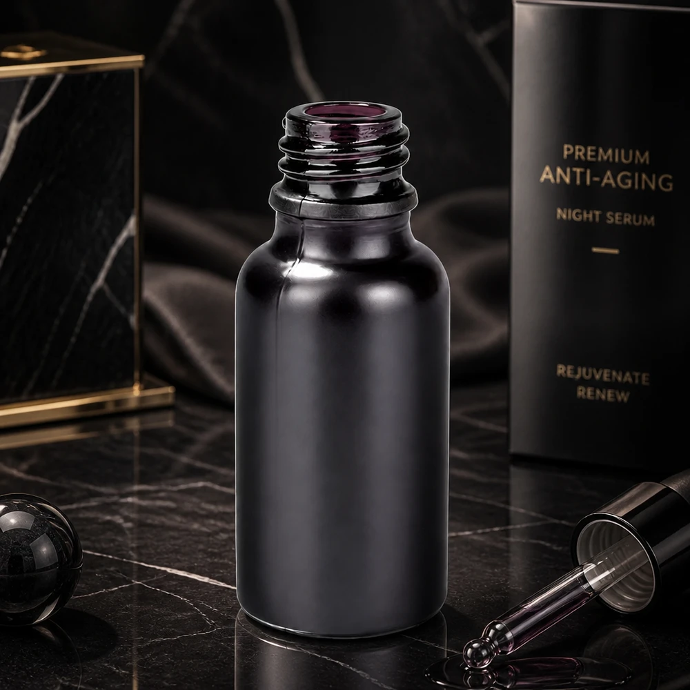 Flacon à pharmacie 20ml BlackLine UT18/20 UNiTWIST Bouteille compte-gouttes professionnelle de 20 ml BlackLine UT18/20 pour un dosage précis des produits de soin