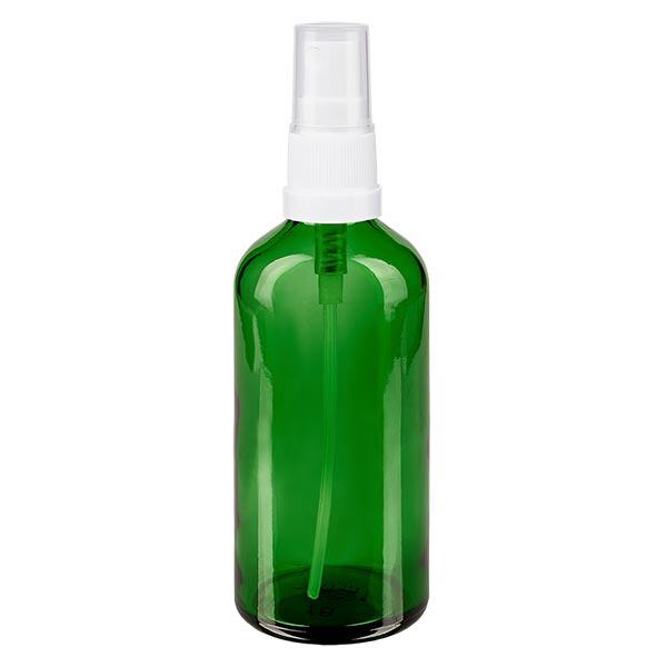 Flacon à pharmacie vert 100ml embout vaporisateur blanc Flacon à pharmacie vert 100ml embout vaporisateur blanc