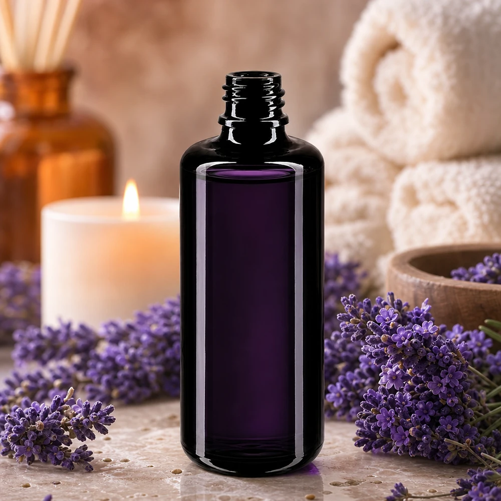 Flacon compte-gouttes en verre violet Orion 100ml idéal pour de petites quantités d'huiles de qualité supérieure