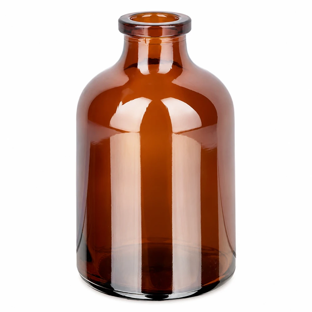 Flacon pour solution injectable, 50 ml en verre ambré Braunglas Vial 50ml zylindrisch mit engem Öffnungsrand für sterile Injektionspräparate