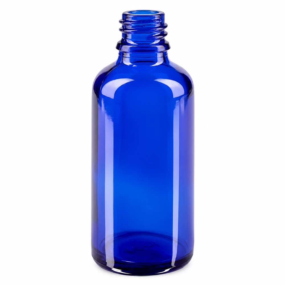 Bouteille en verre bleu de 50ml - design classique de pharmacie d'ApoGlas