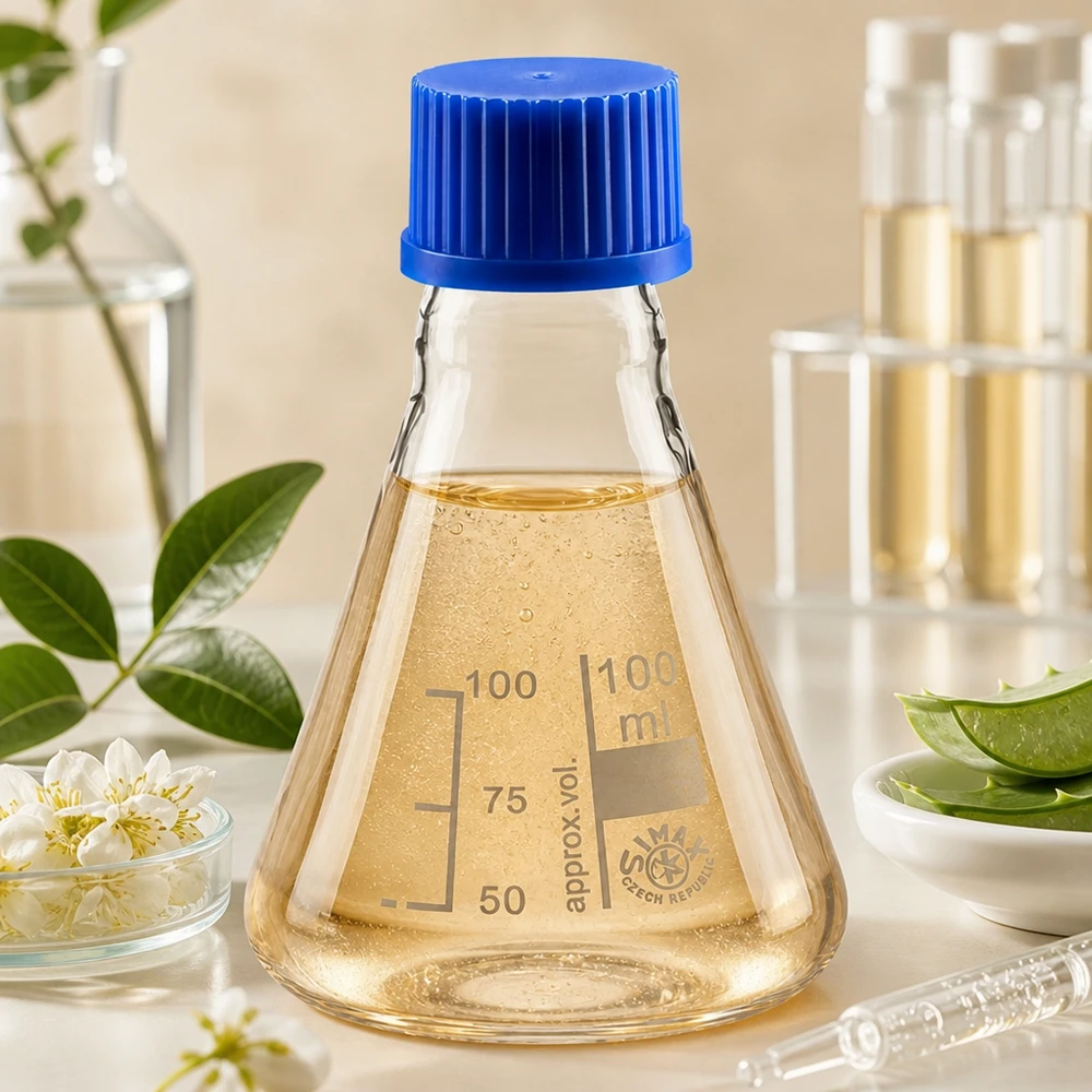 Erlenmeyer 100ml avec graduation en millilitres et bouchon pratique en plastique