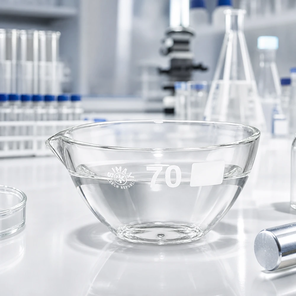 Bol de laboratoire ergonomique 60ml avec bec verseur pratique en verre borosilicaté incassable ø70mm