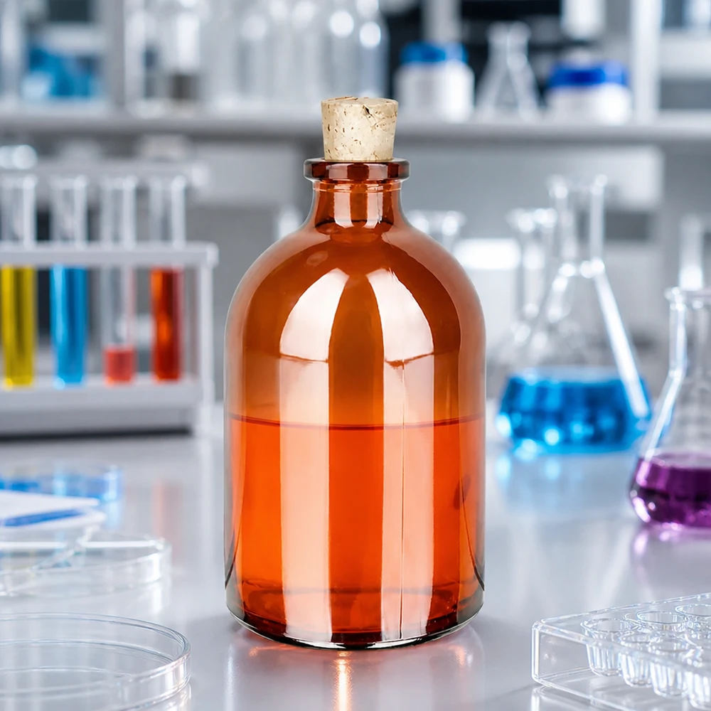 Klassische Apothekerflasche aus Braunglas 100ml mit herausnehmbarem Naturkorken 11/14mm