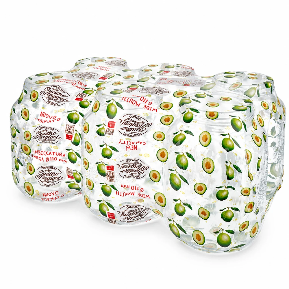 Deux bocaux Quattro Stagioni de 3000 ml avec motif d'avocat et couvercle à visser pour la mise en conserve et la conservation