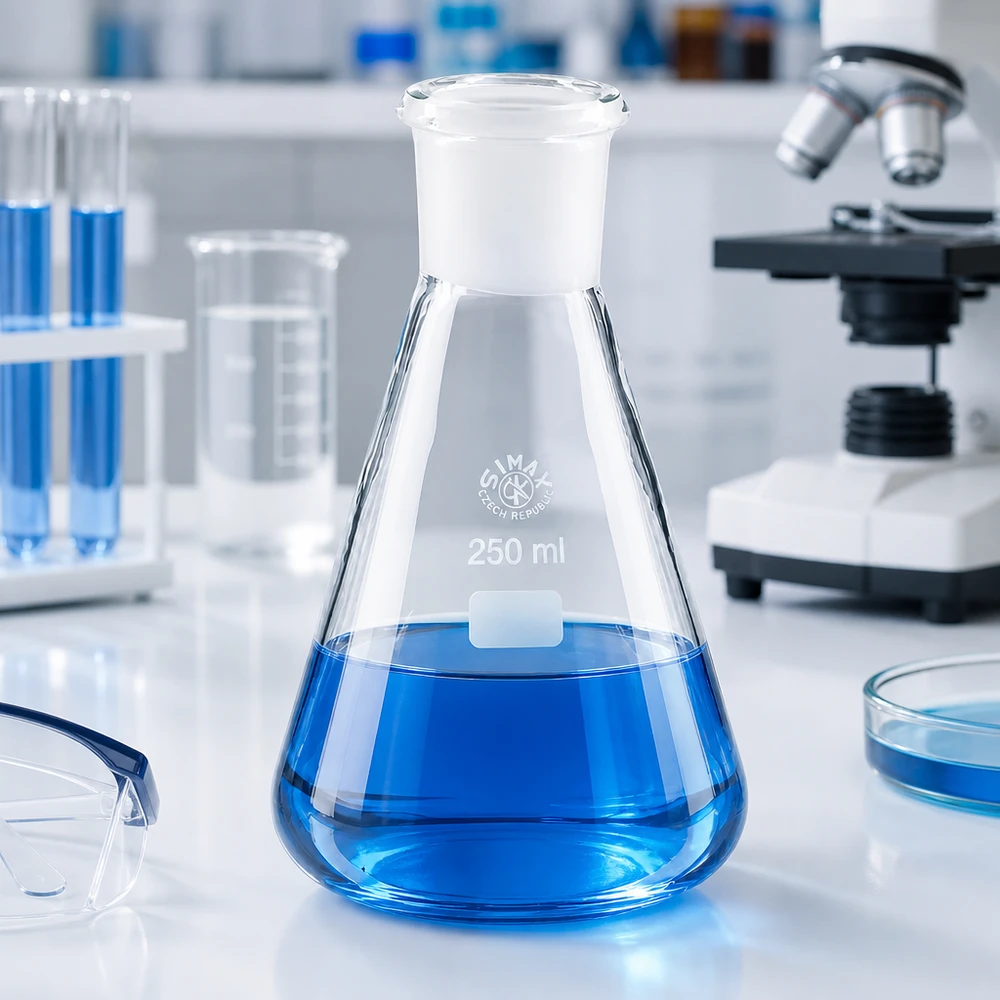 Erlenmeyer 250 ml col étroit, verre borosilicate avec rodage normalisé 29/32
