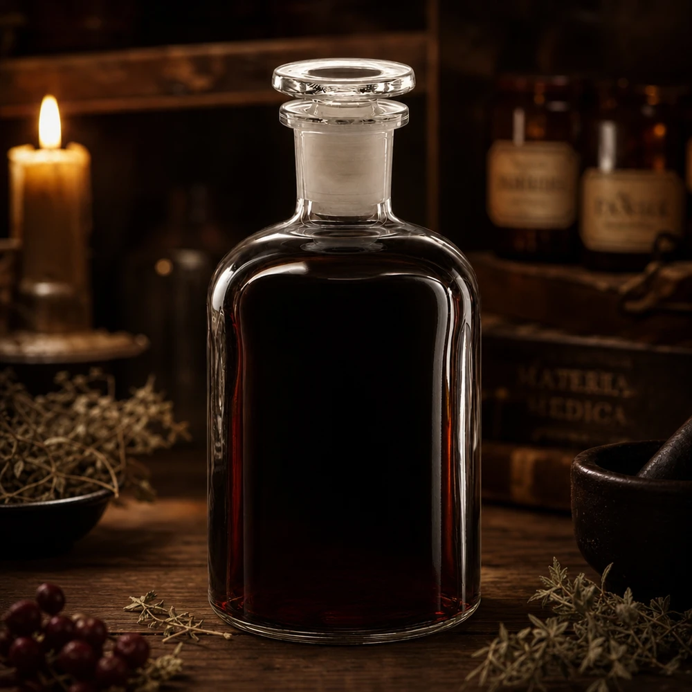 Flacon pharmaceutique 250 ml col étroit en verre clair + bouchon Flacon de pharmacie ancien de 250 ml en verre transparent avec bouchon en verre, pour teintures et élixirs