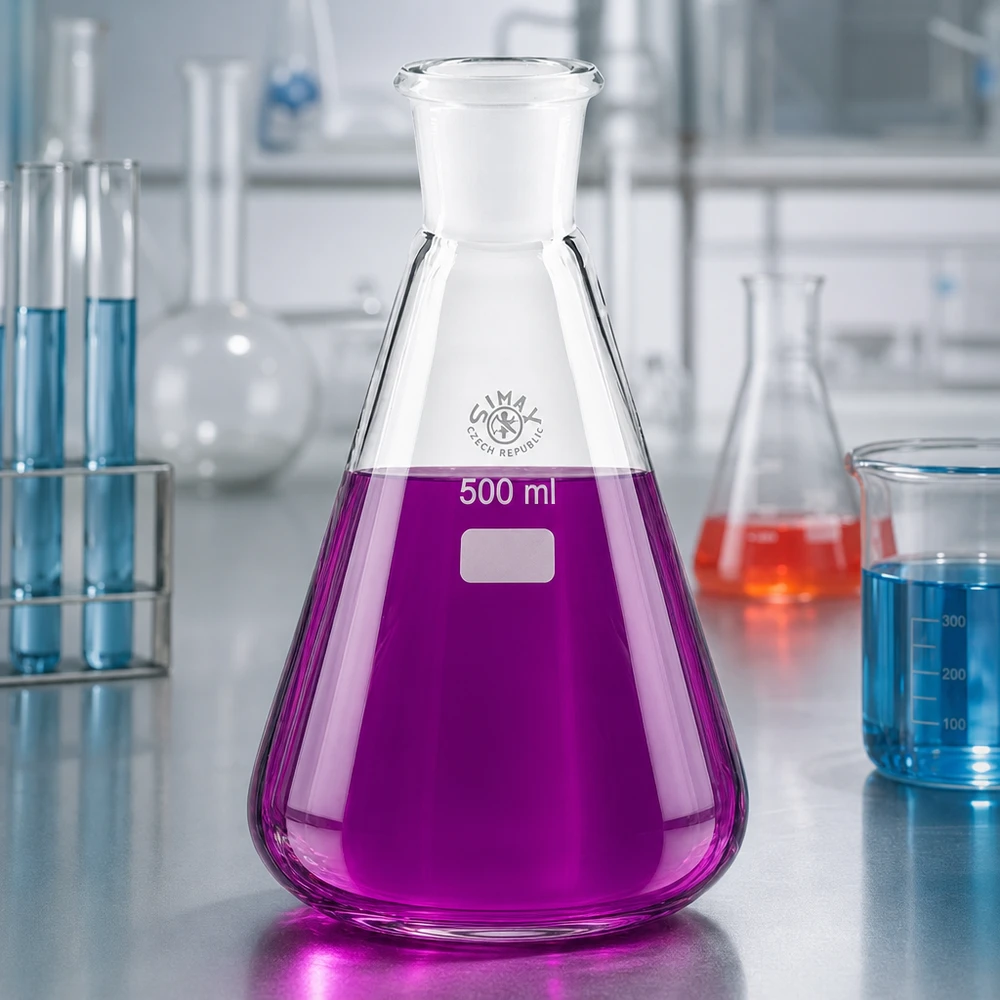 Ballon en verre professionnel 500ml avec bouchon rodé pour des processus de laboratoire sûrs