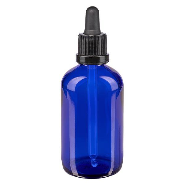 Flacon bleu 100 ml + pipette noire à système d'inviolabilité Flacon bleu 100 ml + pipette noire à système d'inviolabilité