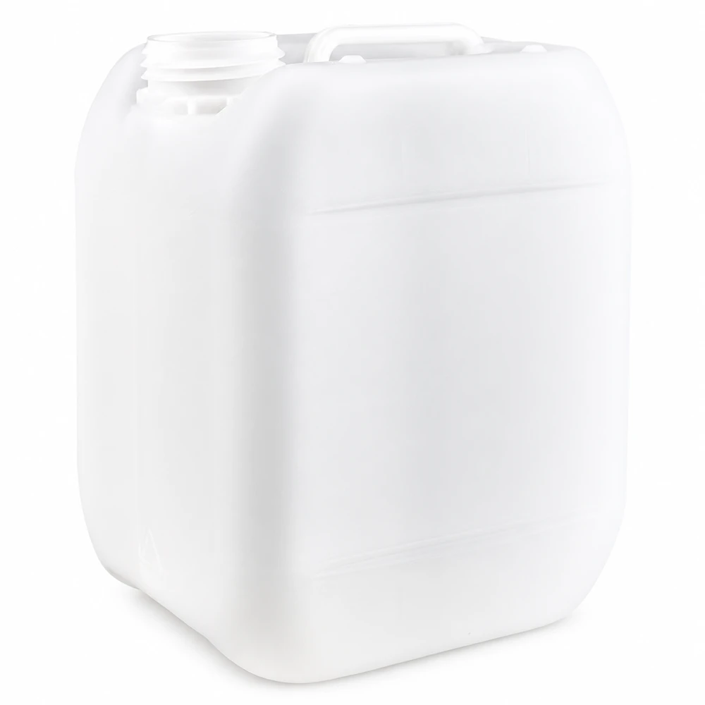 Jerrican de 5 litres sans bouchon Bidon en plastique blanc de 5 litres, sans bouchon, en PEHD, muni d'une poignée de transport