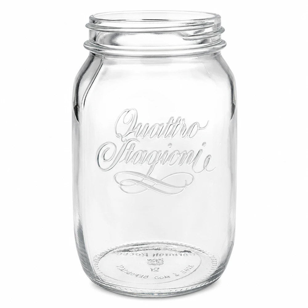 1000ml Quattro Stagioni Pot de conservation en verre clair avec filetage pour la conservation et le stockage