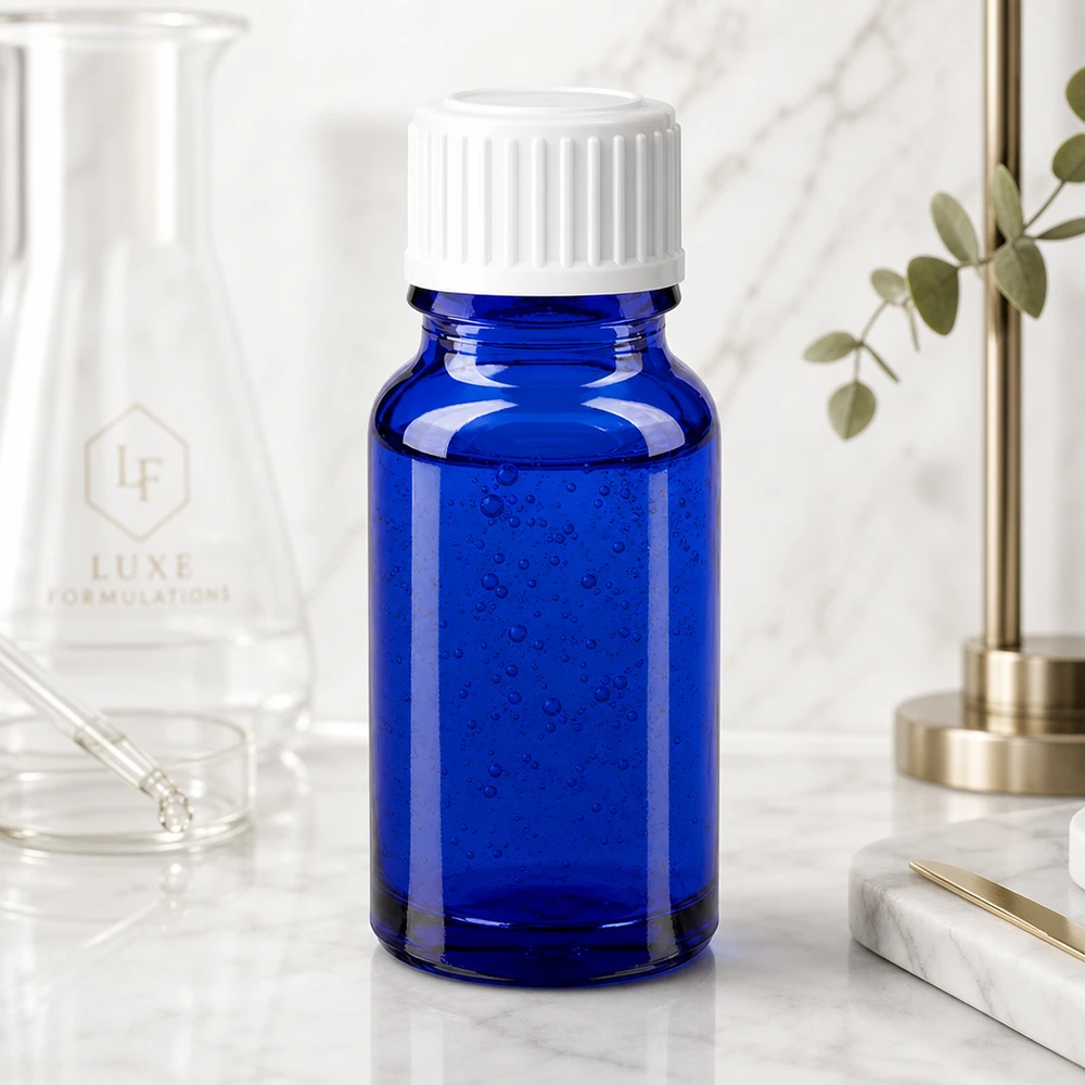Flacon de pharmacie bleu 10ml bouchon vissable blanc standard Flacon pharmaceutique en verre au cobalt de 10 ml avec bouchon standard blanc de 11 mm, destiné aux applications de laboratoire